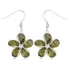 Sterling Silver 15MM Hawaiian Plumeria with Semi-Precious Green Peridot Fish Wire Earrings (Copy) PCU INC