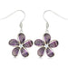 Sterling Silver 15MM Hawaiian Plumeria with Semi-Precious Purple Amethyst Fish Wire Earrings PCU INC