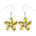 Sterling Silver 15MM Hawaiian Plumeria with Semi-Precious Yellow Citrine Fish Wire Earrings PCU INC