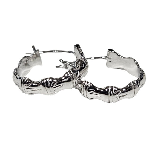 Bamboo Design Rhodium Earring - Jewelry - Leilanis Attic