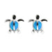 Sterling Silver Blue Opal Hawaiian Honu Pierced Earrings PCU INC