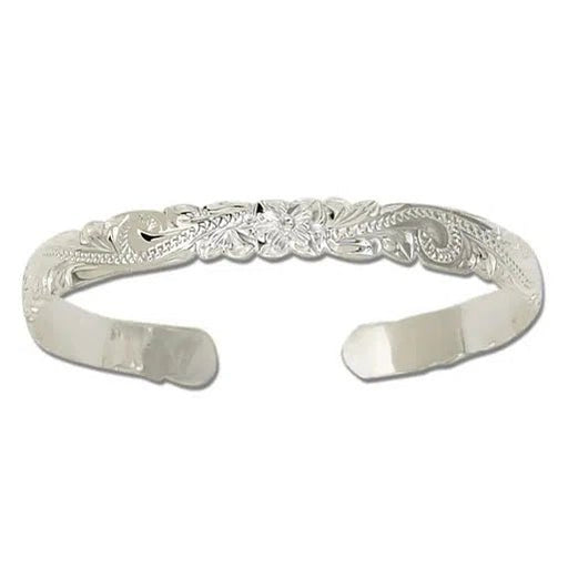 Sterling Silver Hawaiian Cuff Bangle, Etched - Jewelry