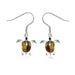 Sterling Silver Hawaiian Koa Wood Honu Fish Wire Earrings PCU INC