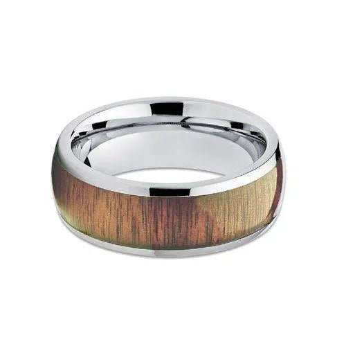Sterling Silver Hawaiian Koa Wood Wedding Ring Band - Jewelry