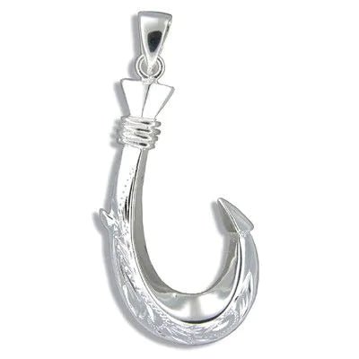 Sterling Silver Hawaiian Serrated Fish Hook Pendant PCU INC