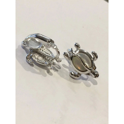 Sterling Silver Honu with Mother of Pearl Clip - On Earrings - Jewelry