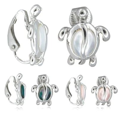 Sterling Silver Honu with Mother of Pearl Clip-On Earrings PCU INC