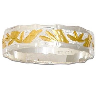 Sterling Silver 18mm Two - Tone Hawaiian Bamboo Design Bangle - Bracelet - Leilanis Attic