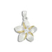 Sterling Silver Two Tone Hawaiian Plumeria with Clear CZ Design Pendant - Jewelry - Leilanis Attic