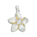 Sterling Silver Two Tone Hawaiian Plumeria with Clear CZ Design Pendant - Jewelry - Leilanis Attic