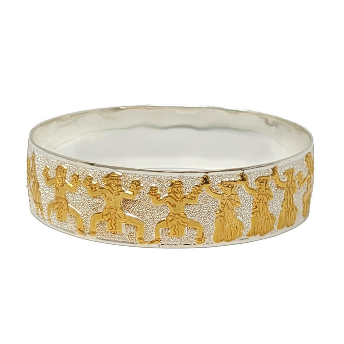 Sterling Silver Two - Tone 18mm Hula Straight Edge Bangle - Jewelry