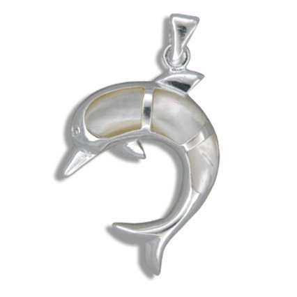 Sterling Silver and White Mother of Pearl Dolphin Pendant - Jewelry - Leilanis Attic