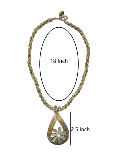 Mother of Pearl Tiare in Teardrop Pendant Necklace DK Hawaiian Collection