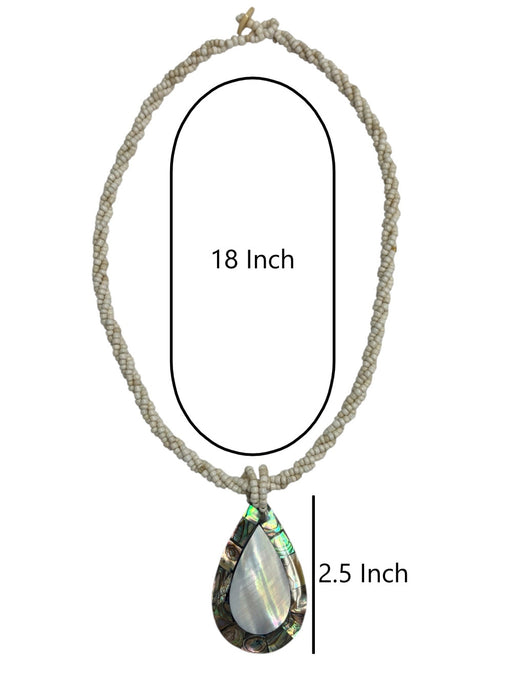 Paua With Mother of Pearl Teardrop Pendant Necklace DK Hawaiian Collection