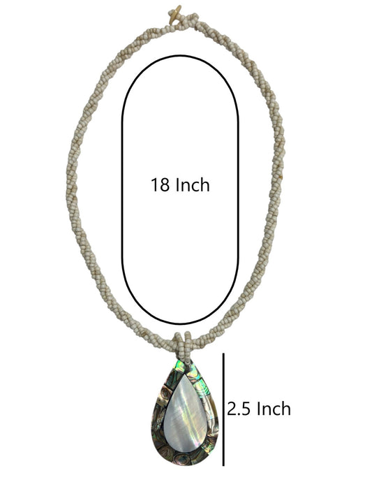 Paua With Mother of Pearl Teardrop Pendant Necklace DK Hawaiian Collection