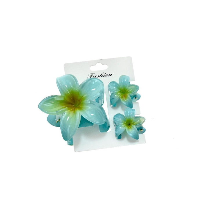 TRIO OF PLUMERIA FLOWER HAIR CLIPS DK Hawaiian Collection