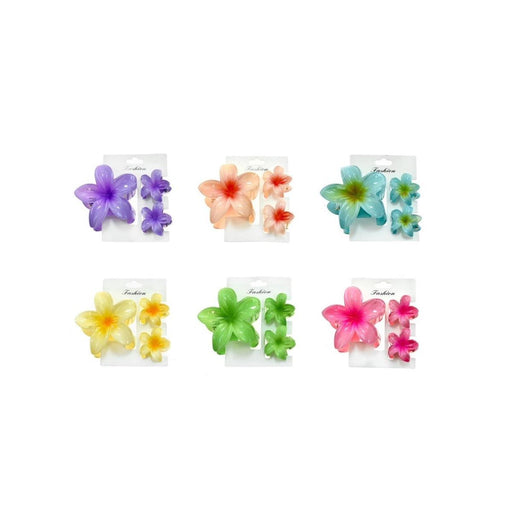 TRIO OF PLUMERIA FLOWER HAIR CLIPS DK Hawaiian Collection