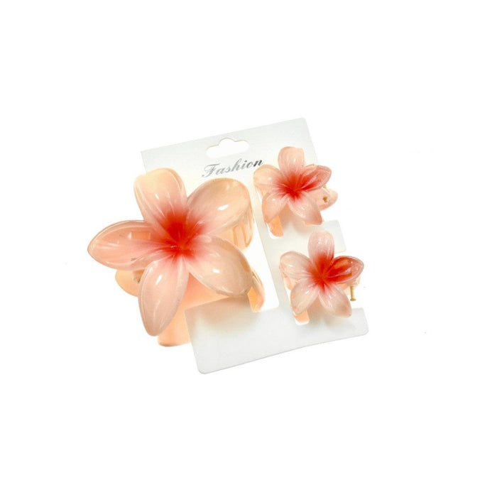 TRIO OF PLUMERIA FLOWER HAIR CLIPS DK Hawaiian Collection