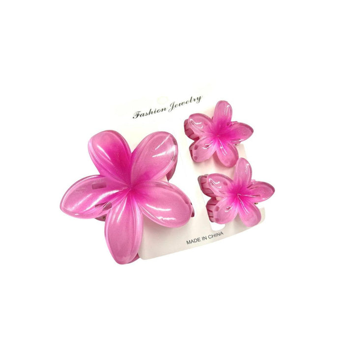 TRIO OF PLUMERIA FLOWER HAIR CLIPS DK Hawaiian Collection