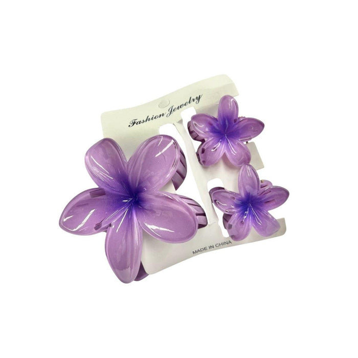 TRIO OF PLUMERIA FLOWER HAIR CLIPS DK Hawaiian Collection