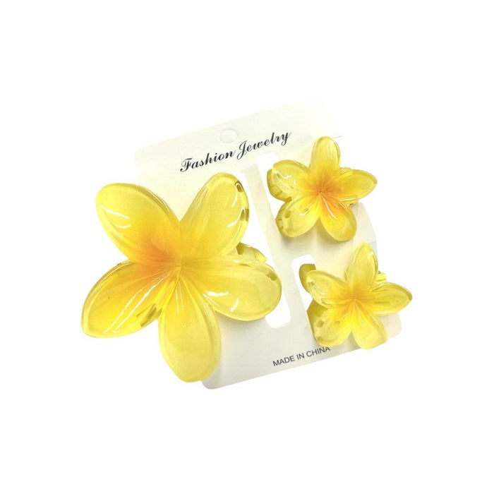 TRIO OF PLUMERIA FLOWER HAIR CLIPS DK Hawaiian Collection