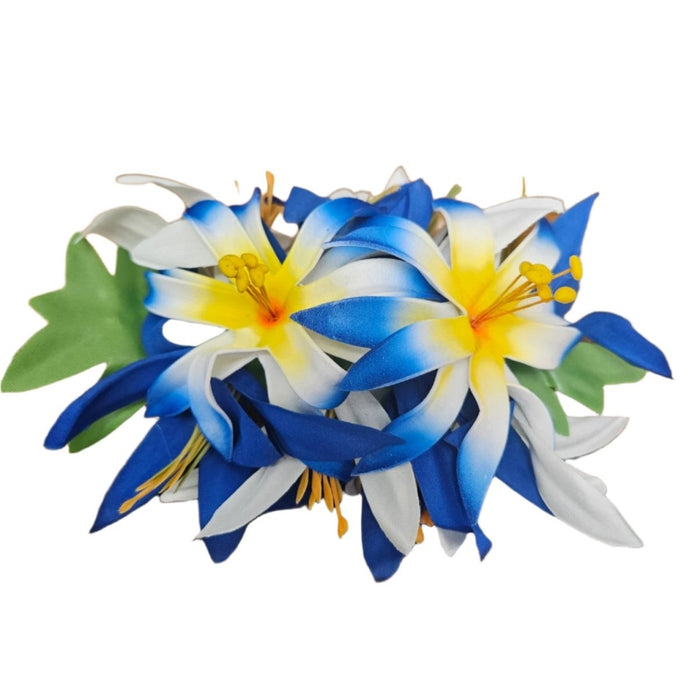 Tiare Flower With Leaves Hair Clip - Hair Accessories