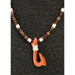Tiger Coconut Shell With Wooden Hook Pendant Necklace DK Hawaiian Collection