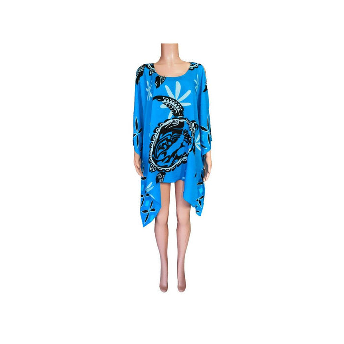 Tribal Turtle Tatoo With Tiare Flower Beach Cover-Up DK Hawaiian Collection