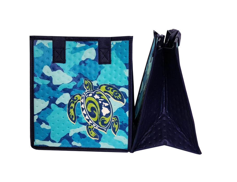 Small Insulated Cooler Bag, Island Camo Pet Blue