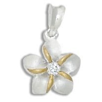 Two Tone Plumeria Pendant - Jewelry - Leilanis Attic