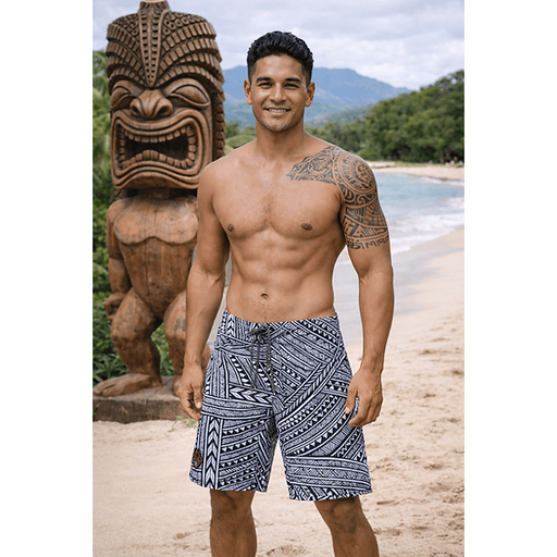 Wailoa "Black Tribal" Board Shorts Paradise Isle Creations