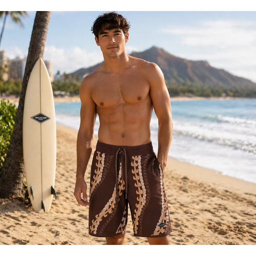 Wailoa "Coffee Puakenikeni - Pikake" Board Shorts Paradise Isle Creations