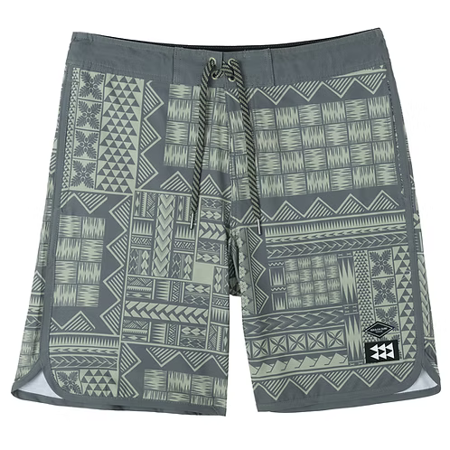 Wailoa “Green/Gray Tribal” Board Shorts Paradise Isle Creations
