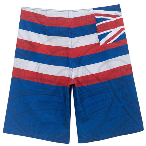 Wailoa “HI Flag/Tribal” Board Shorts-Board Shorts - Mens-Leilanis Attic