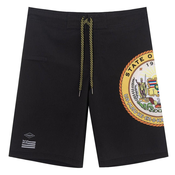 Wailoa "Hawaii State Seal" Board Shorts Paradise Isle Creations