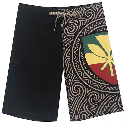 Wailoa “Kanaka Flag Brown Tribal” Board Shorts Paradise Isle Creations