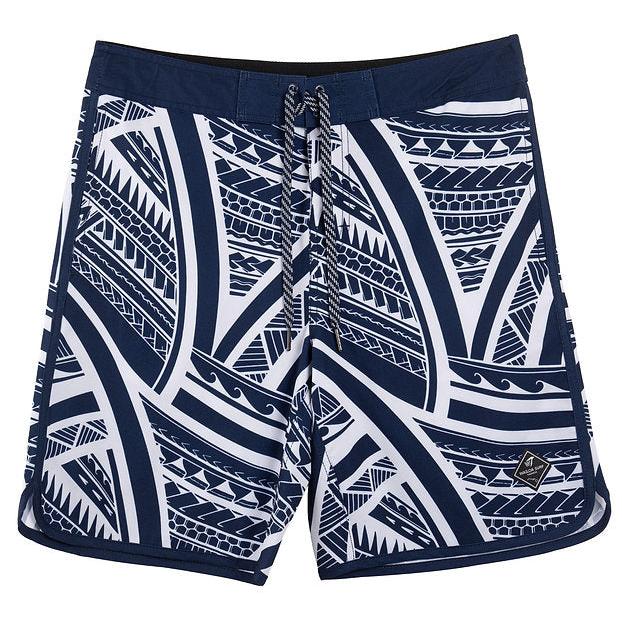 Wailoa "Navy Tribal" Board Shorts Paradise Isle Creations