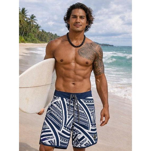 Wailoa "Navy Tribal" Board Shorts Paradise Isle Creations