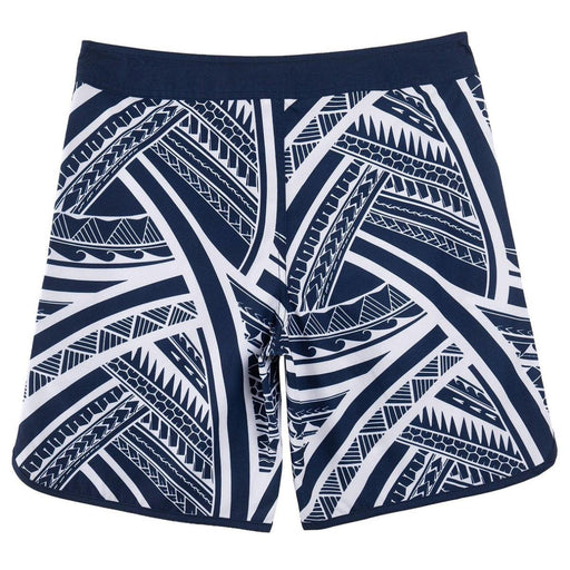 Wailoa “Navy and White Tribal” Board Shorts Paradise Isle Creations