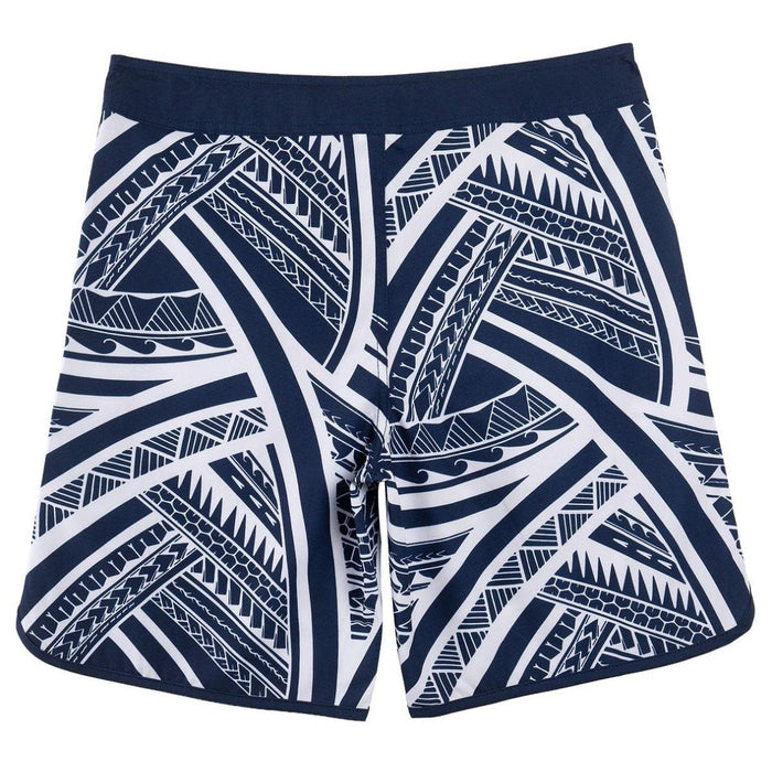 Wailoa “Navy and White Tribal” Board Shorts Paradise Isle Creations