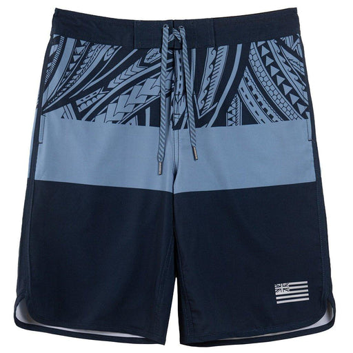 Wailoa "Navy/Blue Tribal Block" Board Shorts Paradise Isle Creations