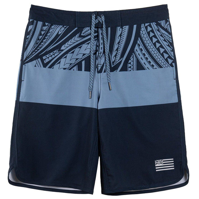 Wailoa "Navy/Blue Tribal Block" Board Shorts Paradise Isle Creations
