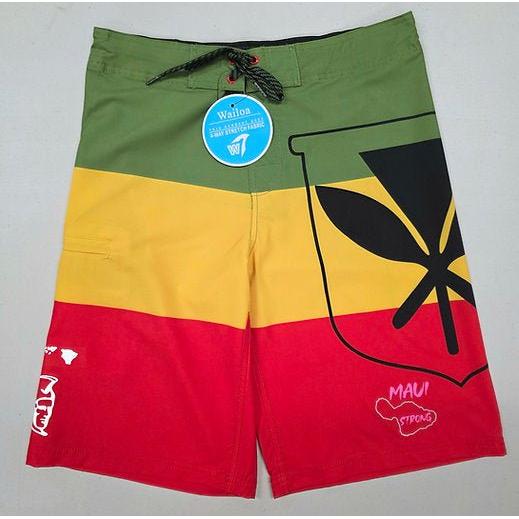 Wailoa “Rasta/Kanaka w/ Maui Strong” Board Shorts Paradise Isle Creations