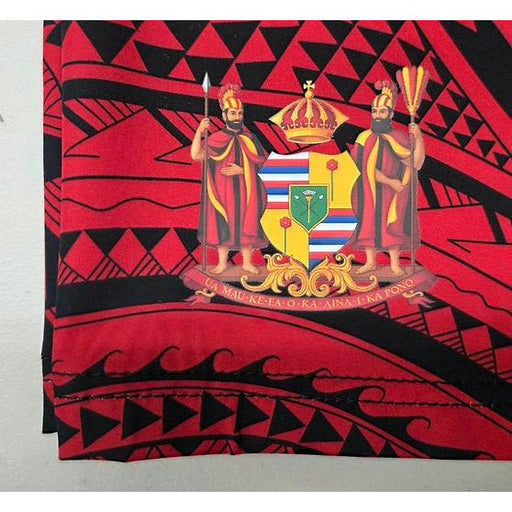 Wailoa “Red Tribal w/ Coat of Arms” Board Shorts Paradise Isle Creations
