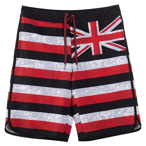Wailoa "Red/Black Hawaii Flag" Board Shorts Paradise Isle Creations