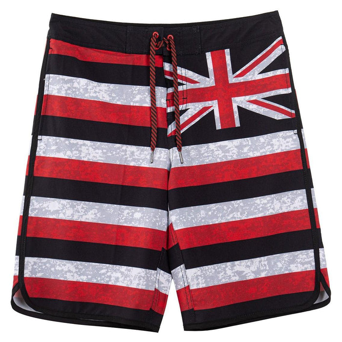 Wailoa "Red/Black Hawaii Flag" Board Shorts Paradise Isle Creations