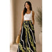 Women's Rayon Smock Waist Pants, "Kalo / Pikake Lei", Black Paradise Isle Creations
