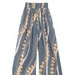 Women's Rayon Smock Waist Pants, Puakenikeni / Pikake Lei, Grey Paradise Isle Creations
