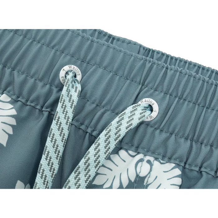 Womens Waiola Board Shorts, Slate Ulu Quilt Paradise Isle Creations
