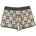 Womens Waiola Board Shorts, Warm Eucalyptus Hawaiian Quilt Paradise Isle Creations
